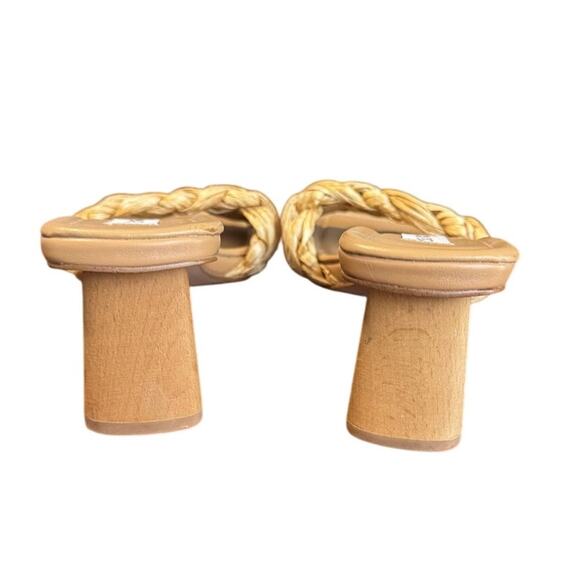 Steve Madden Saged Raffia Braided Block Heel Mule Sandals Size 8-3" Heel - Picture 4 of 7